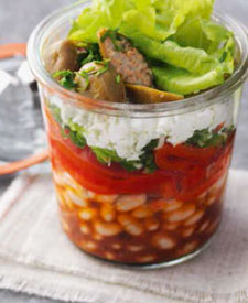 Lunch im Glas - Paprika-Bohnen-Salat mit Feta