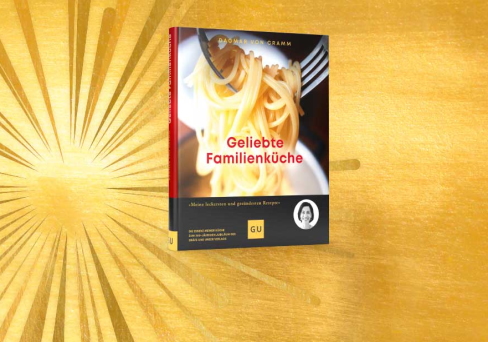 Goldene Grafik mit Buch Gelebte Familienküche