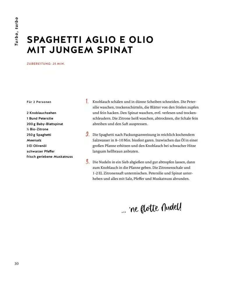 Spaghetti Aglio e Olio mit jungem Spinat978-3-8338-8890-8